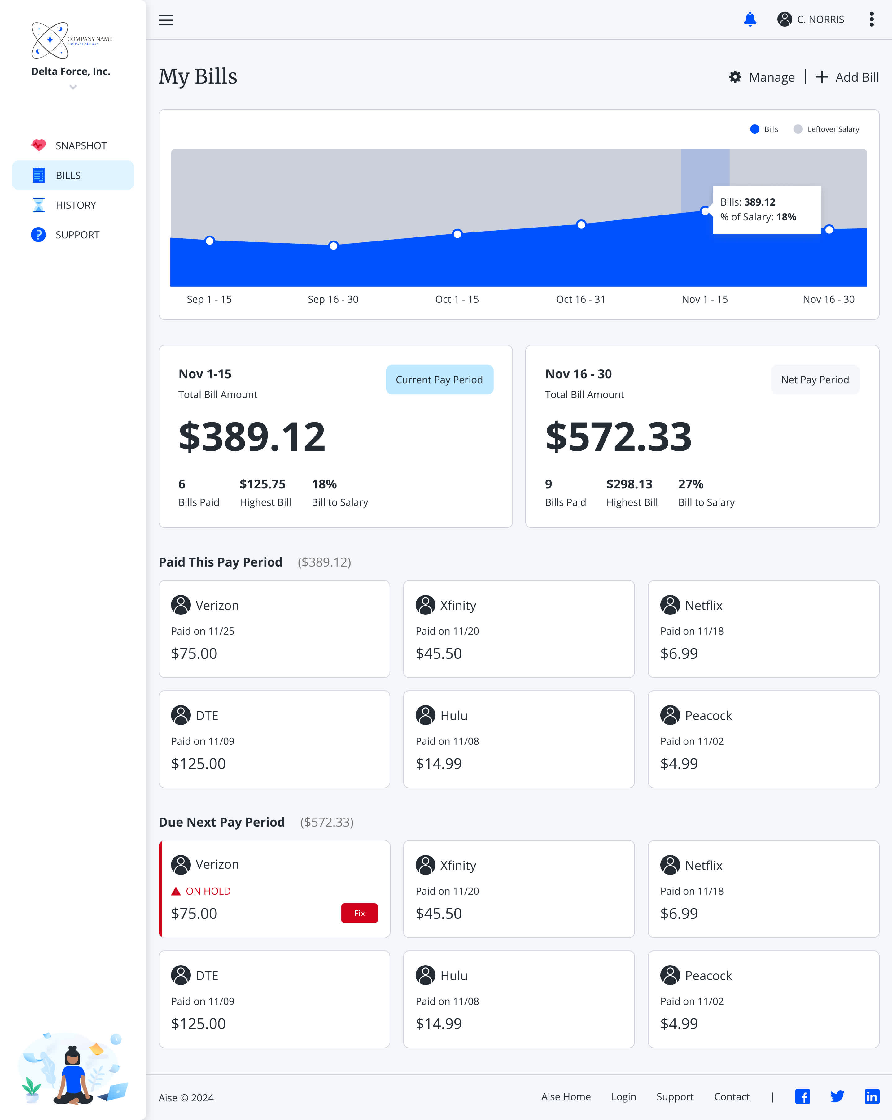 Aise Platform Bills Dashboard