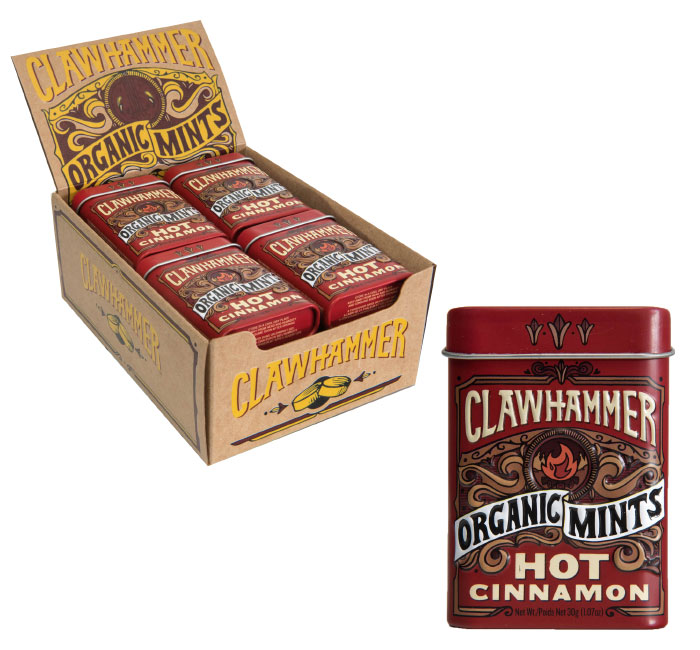 Clawhammer-Organic-Mints-Hot-Cinnamon-Tin-Display 19037