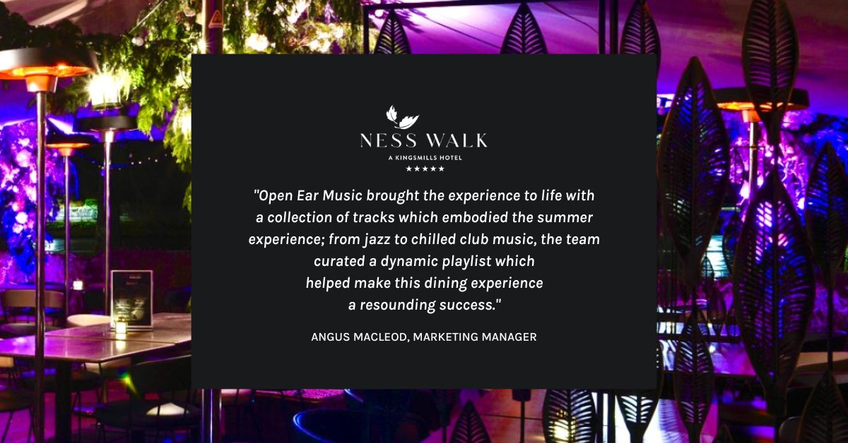 “The team at Ness Walk were delighted to transform the gardens into an outdoor dining experience in Summer 2022 showcasing street food concepts, creative cocktails and boasting beautiful views of the River Ness. Work