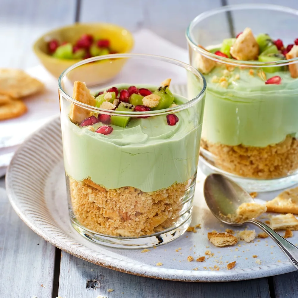 Rezeptbild von Matcha Cheesecake im Glas