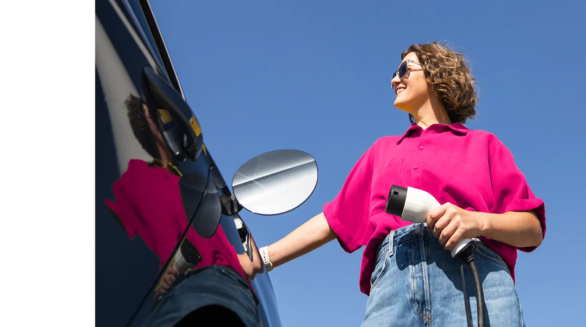 Lady charging car
