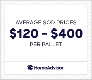 sod costs $120 to $400 per pallet