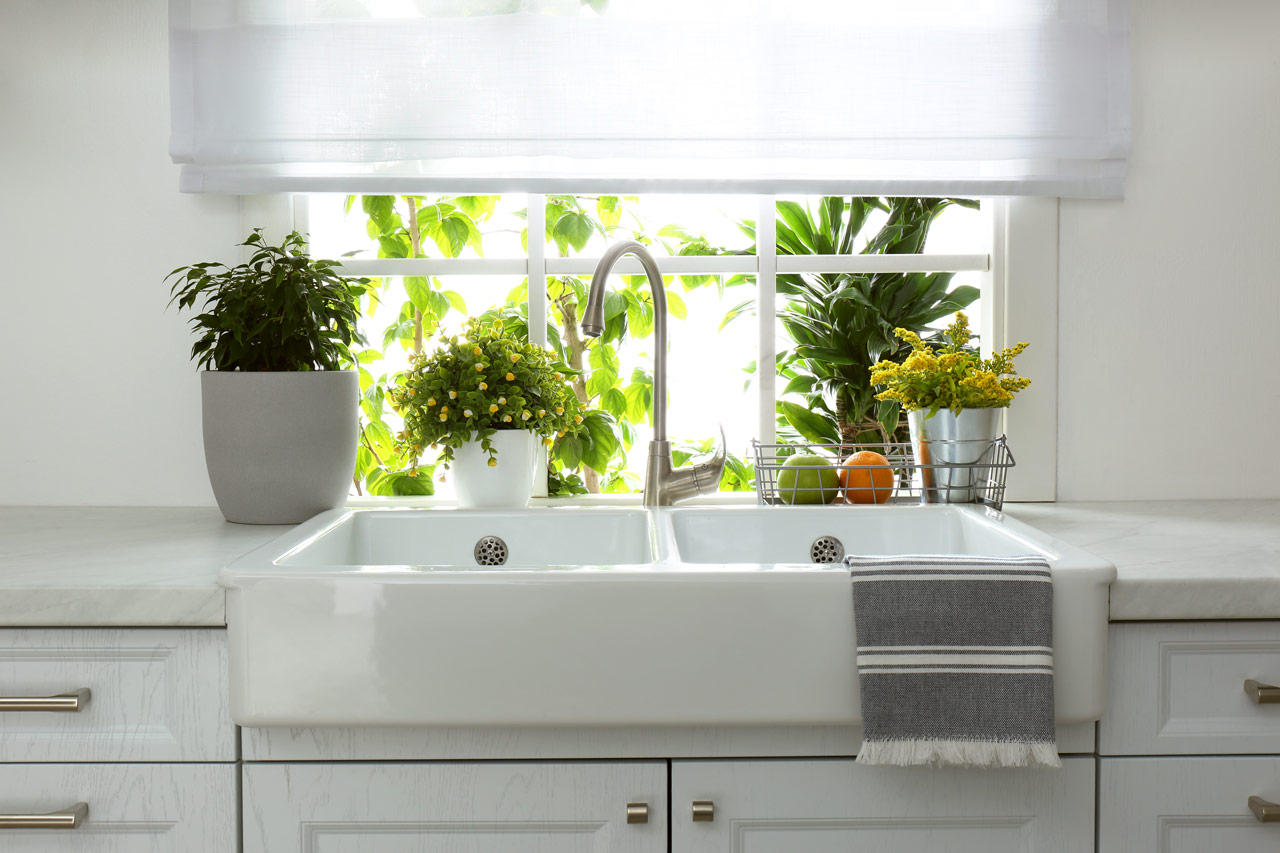 White Sink Window Kitchen 