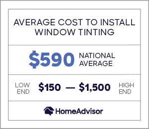 the average cost to install window tinting is $590 or $150 to $1,500
