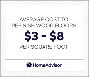 the average cost to refinish wood floors is $3 to $8 per square foot