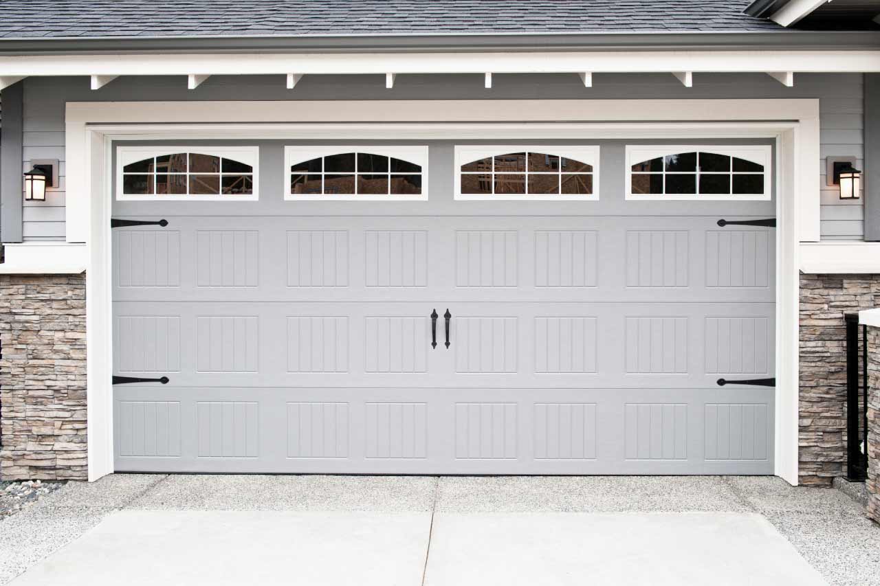 A gray garage door
