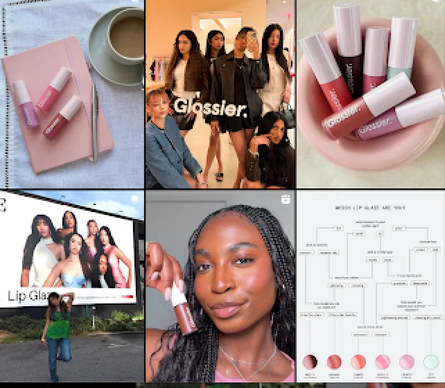 Screenshot of Glossier's Instagram grid.