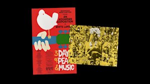 Woodstock poster and Oz magazine number 5 cover, 'Plant a Flower Child.'
