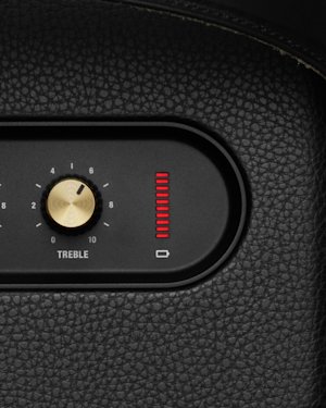 The battery indicator on top of a Tufton speaker.