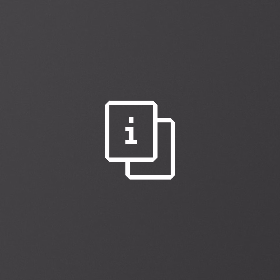 Two overlapping squares with an information "i" icon in the center, displayed on a dark gray background.