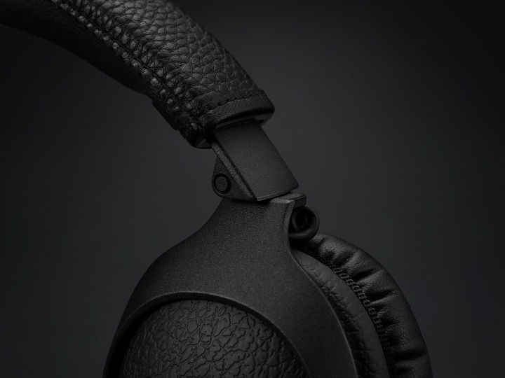A close up of Marshall MONITOR II ANC headphones on a black background. 