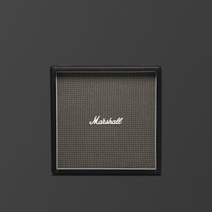 Marshall's 1960BX cabinet with a chequered 70's grill cloth.
