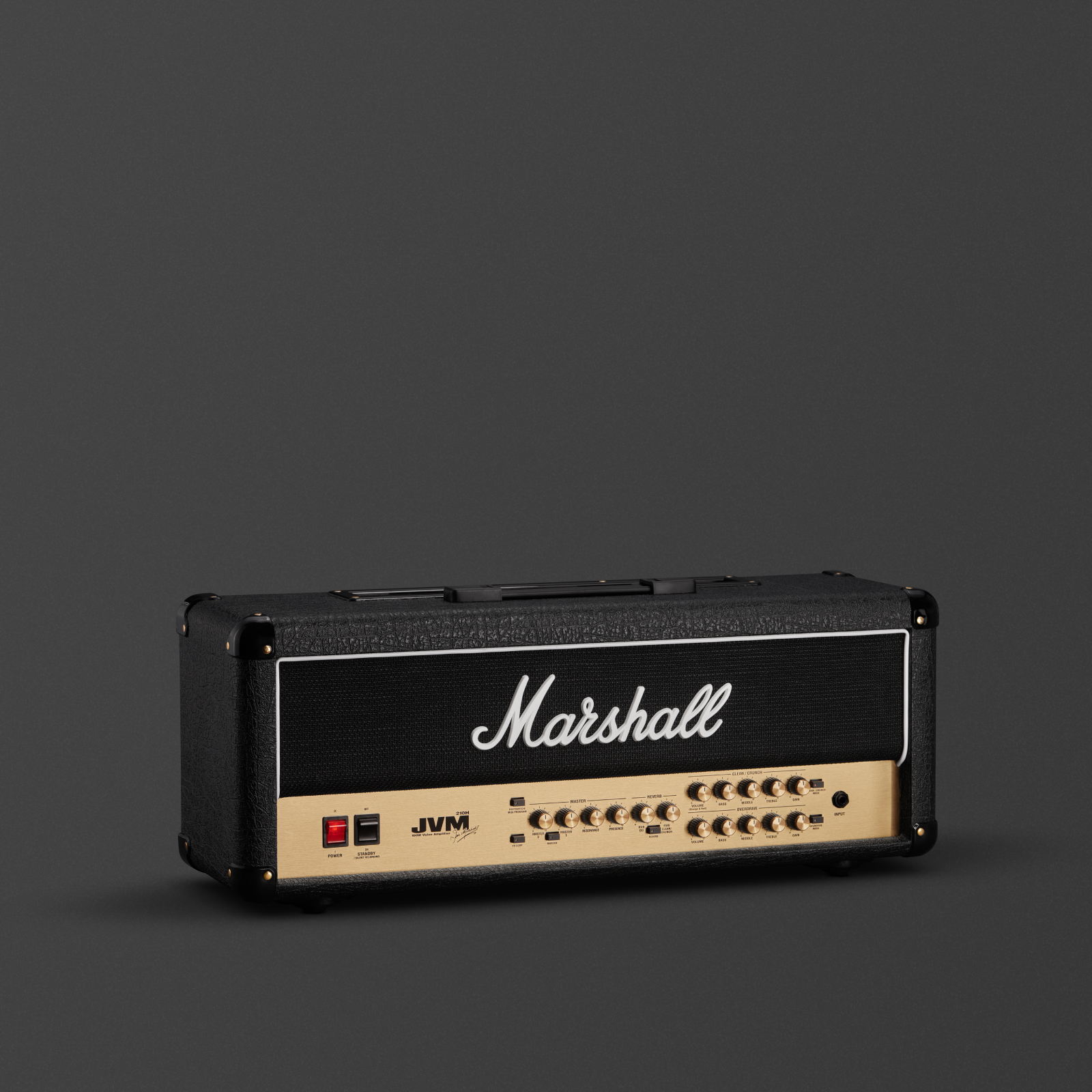 Marshall JVM210H gold and black left angled on grey background 