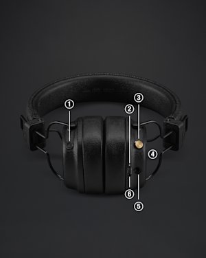 Major V headphones main features numerical references from 1 to 56.