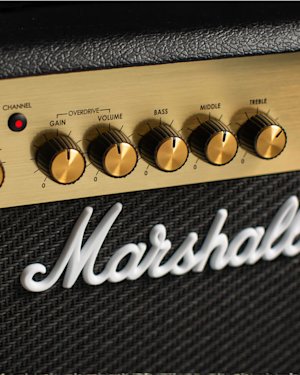 A zoomed in image of a Marshall MG amp