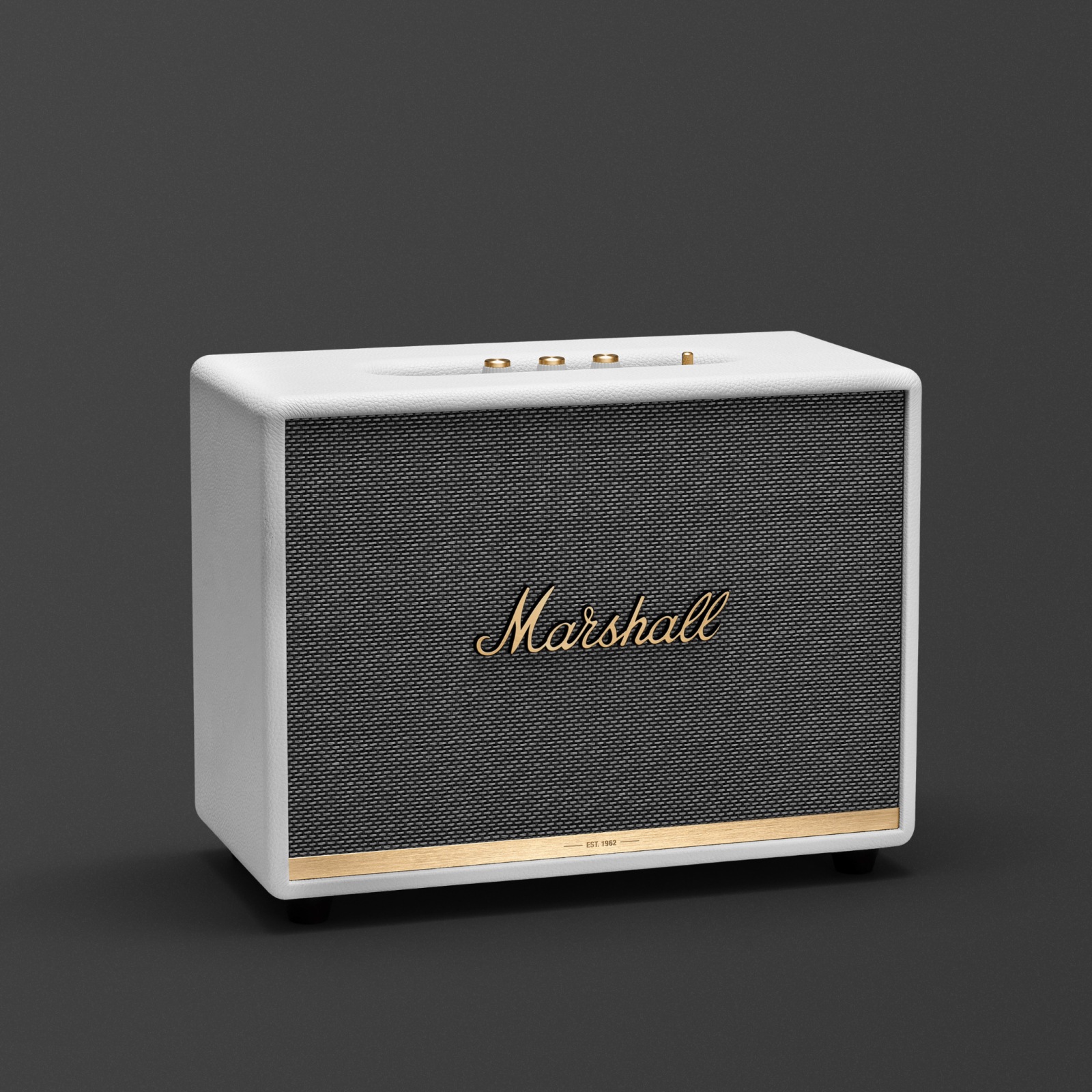 Enceinte Bluetooth Marshall Woburn II White en blanc et or.