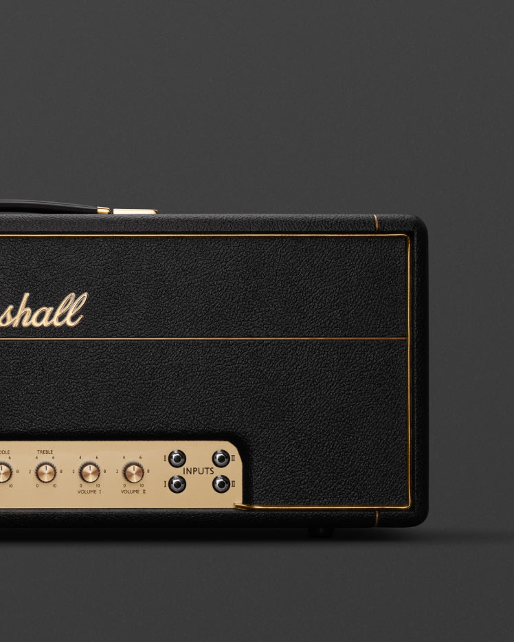 Imagen ampliada de la cabeza de Marshall de 1959 con cableado manual