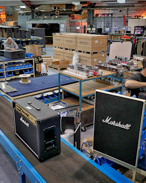 The Marshall JVM amplifiers being built in the UK factory