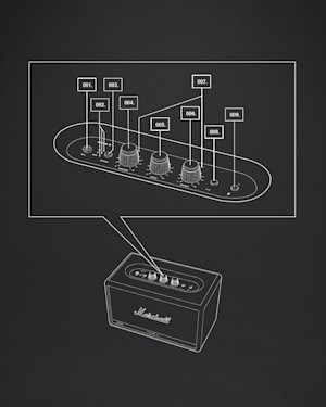 Device layout references from 1 to 9 of the Acton II Voice with google assitant.