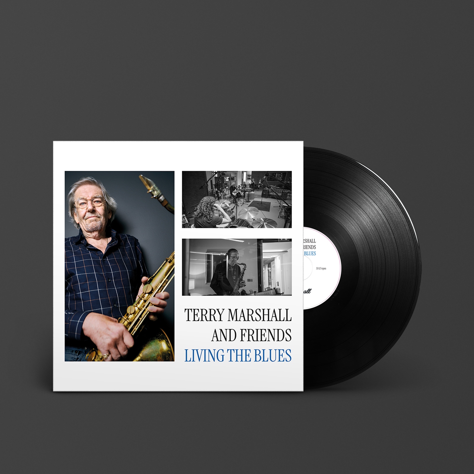 The Black vinyl cover of Living The Blues by Terry Marshall and Friends