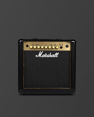 Diseño del panel frontal del Combo MG15GFX en la página de artículos de soporte.