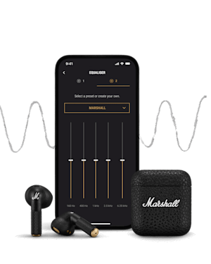 Marshall Minor IVトゥルーワイヤレスイヤホンとスマートフォン、Marshallアプリのペアリング。