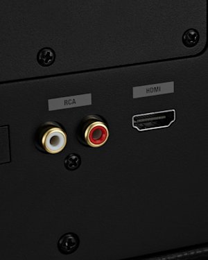 Les ports RCA (gauche et droit) à l'arrière d'une enceinte Marshall Woburn III.