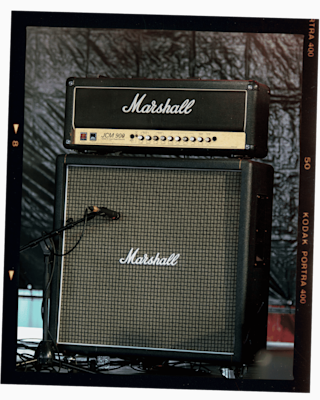 Marshall JCM900 4100 head stacked on a Marshall Amp