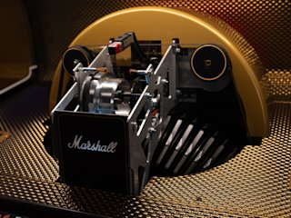 The Marshall logo signature inside the Marshall x Angelo Baque’s jukebox