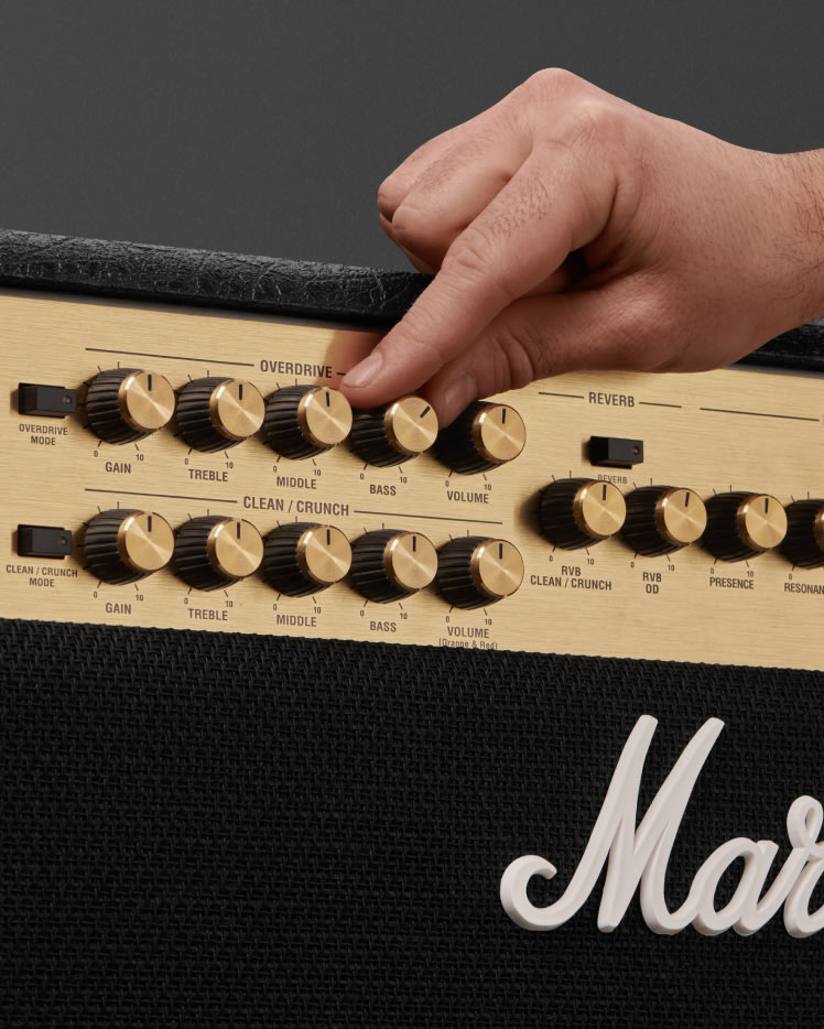 Marshall JVM205C zoomed in on the front