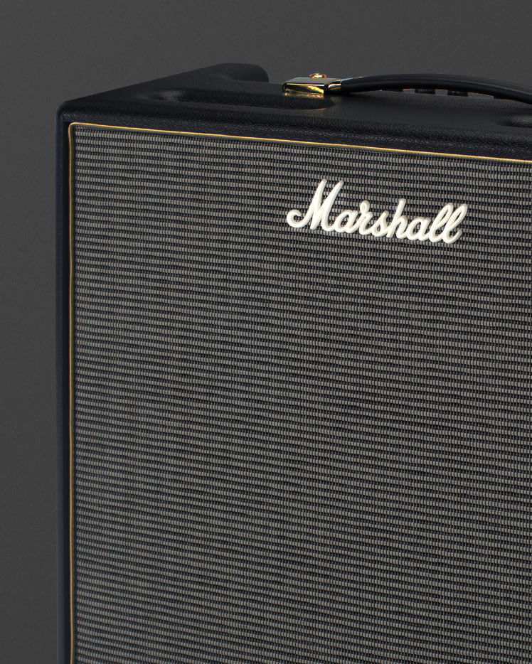 Vista lateral derecha y primer plano del Marshall Origin50 Combo.