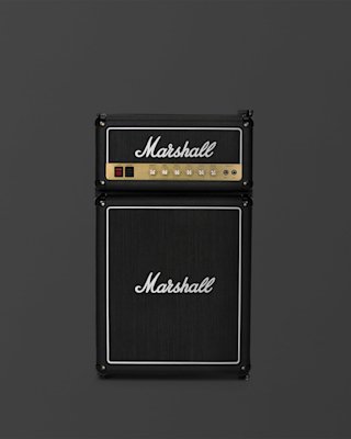 Front image of the Marshall fridge that resembles an iconic Marshall amplifier.