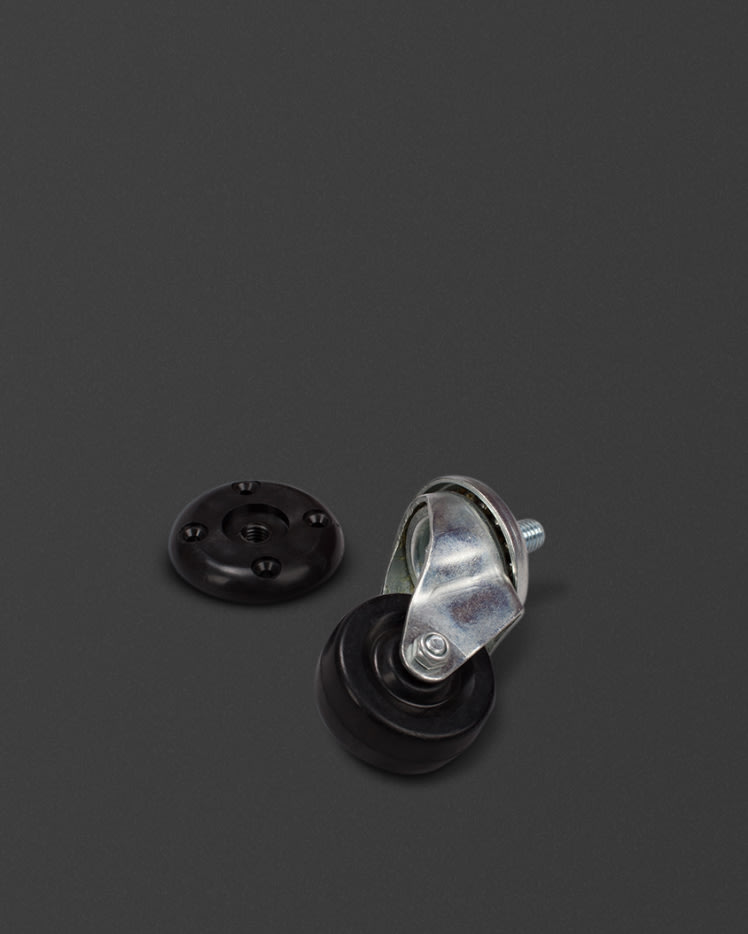 Rueda de recambio y fijación. Compatible con todos los cajones Marshall.