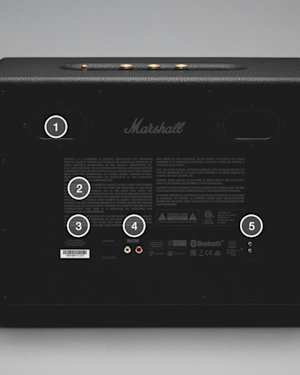 An image showing the device layout of Marshalls Woburn II Bluetooth speaker