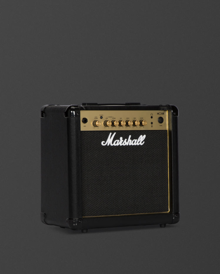 Left side view of the Marshall MG15GR Combo.