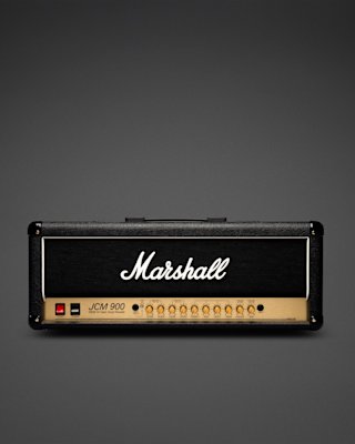 The front of the JCM900 head by Marshall amps.