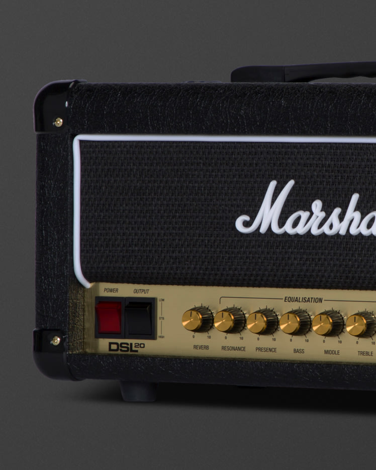 The right half image of the Marshall DSL20 Head amplifier.