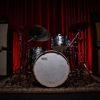 A photo from the front of the Natal Drums Zenith drum kit