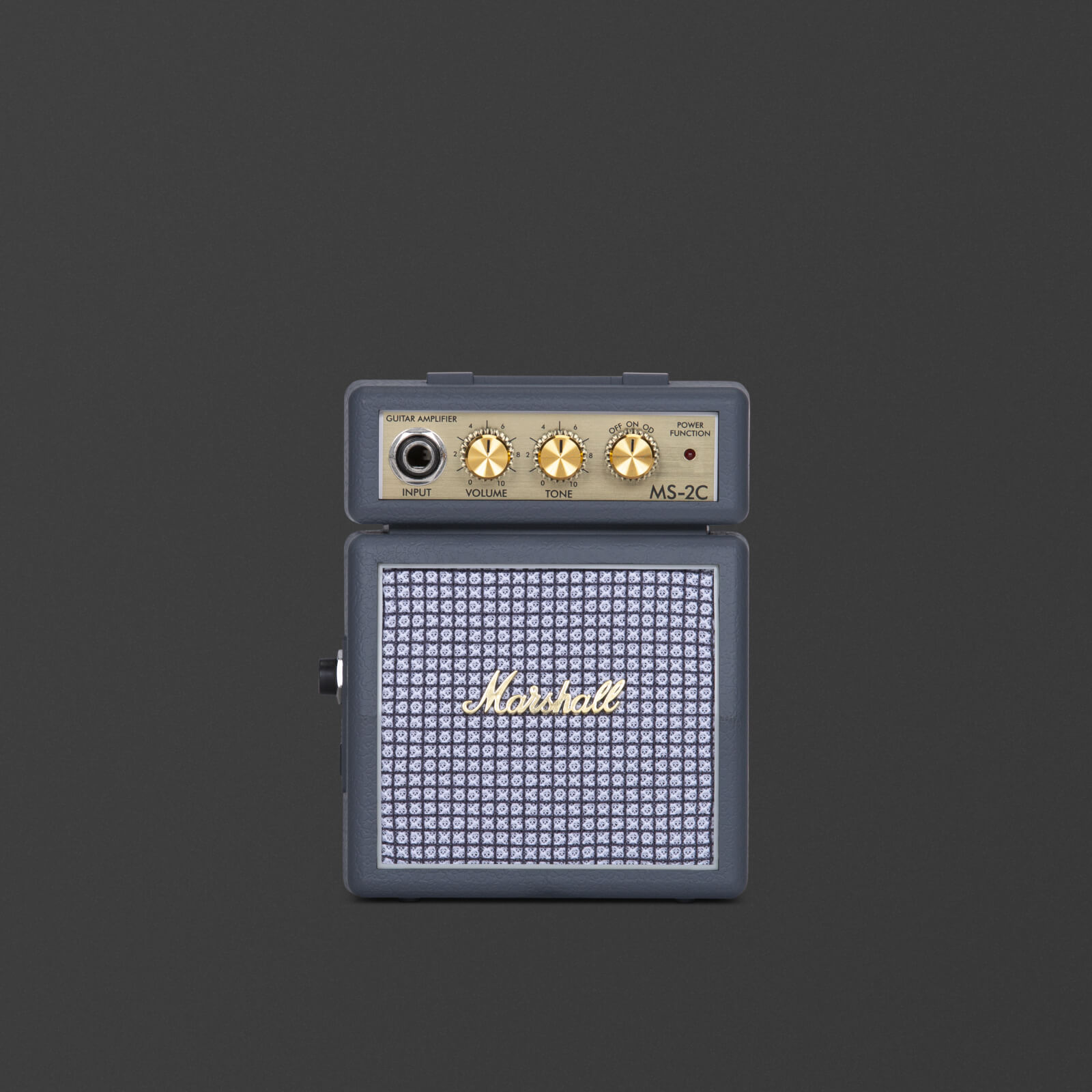A micro-amp in a dark grey color. 