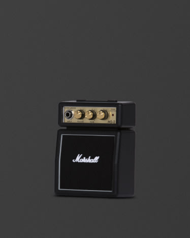 Micro amp from Marshall in black from the right side