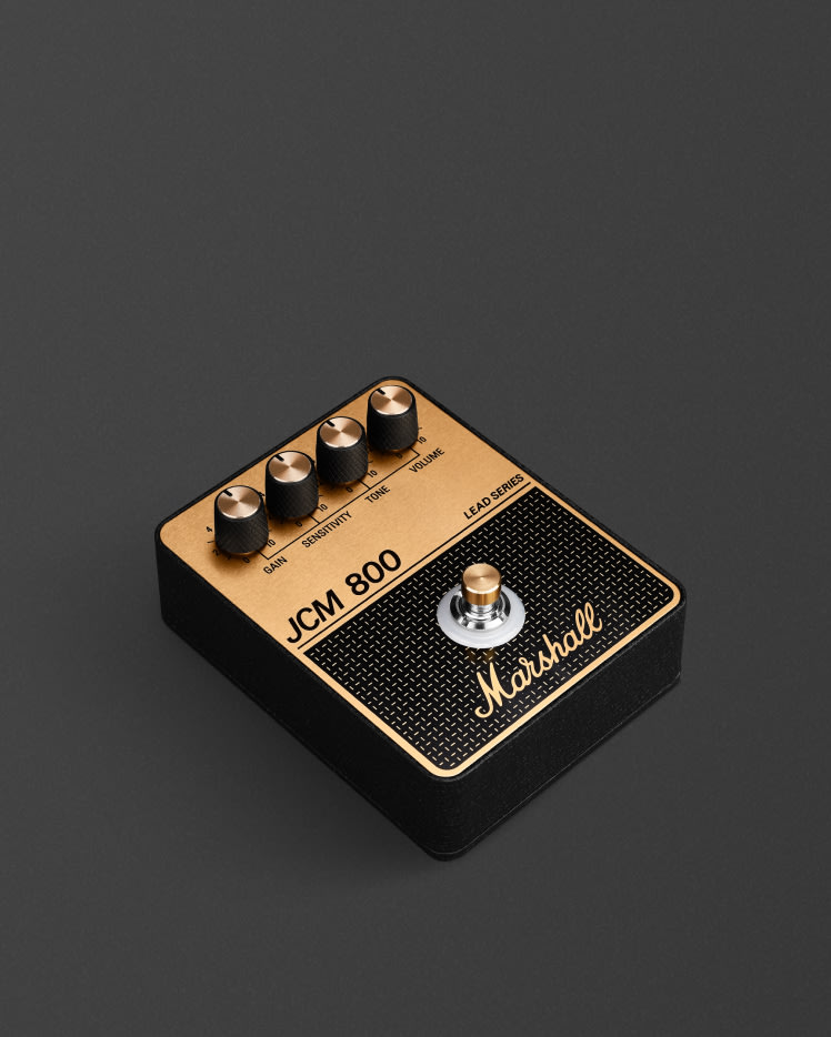 El pedal Marshall JCM800 Overdrive visto de frente.