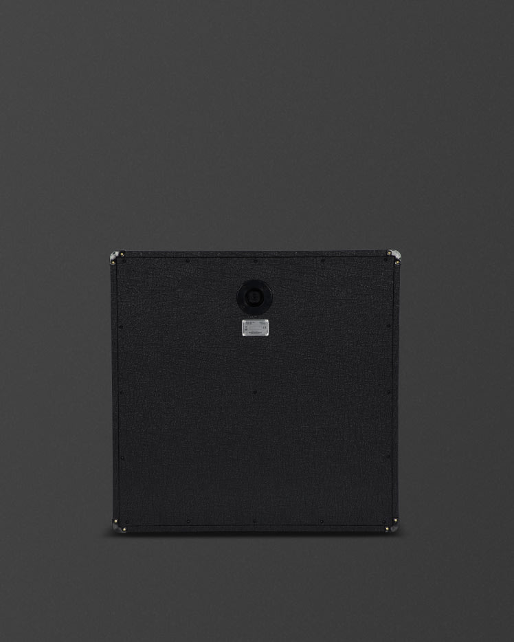 A black Marshall MX412A cabinet seen from the back