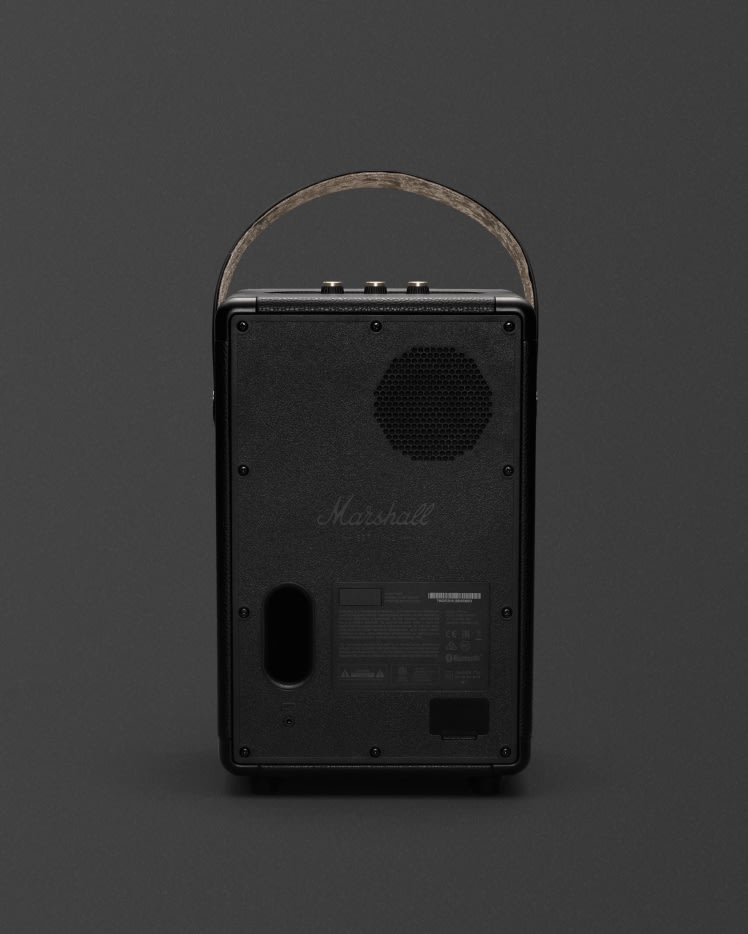 A Marshall Tufton Black and Brass viewed from the back.