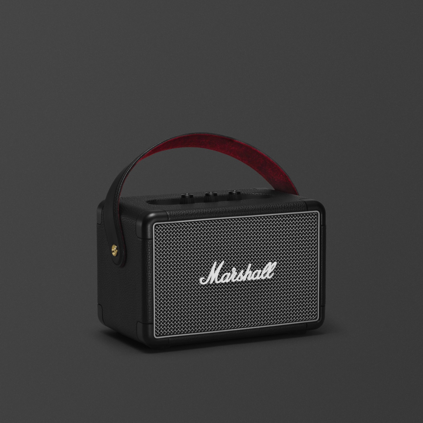 Marshall Kilburn II Schwarzer tragbarer Bluetooth-Lautsprecher.