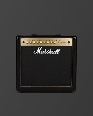 Disposition du panneau avant du MG50GFX Combo sur la page Articles de support.