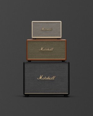 A group picture of Marshall home speakers, Acton, Stanmore and Woburn