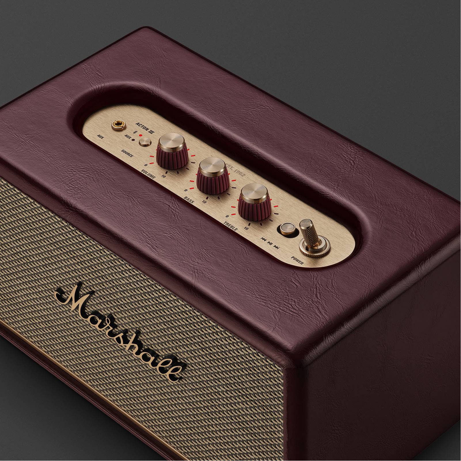 Acton III バーガンディ コンパクトBluetoothスピーカー | Marshall.com