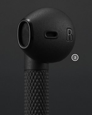 Closeup of a Minor III earbud.