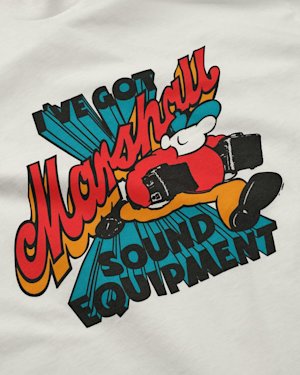 Close-Up of the Heritage Reissue ‘Sound Equipment’ T-shirt print)