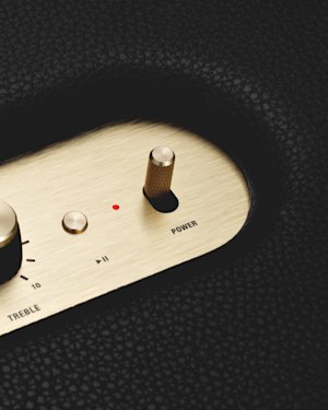 The power lever on top of a Woburn II Bluetooth speaker.